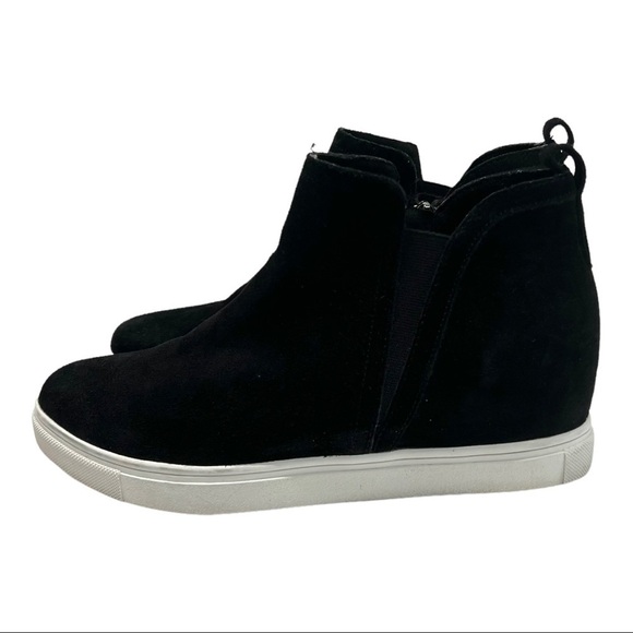 Blondo Georgette Waterproof Black Suede Hidden Wedge Booties Sneakers - Picture 3 of 12